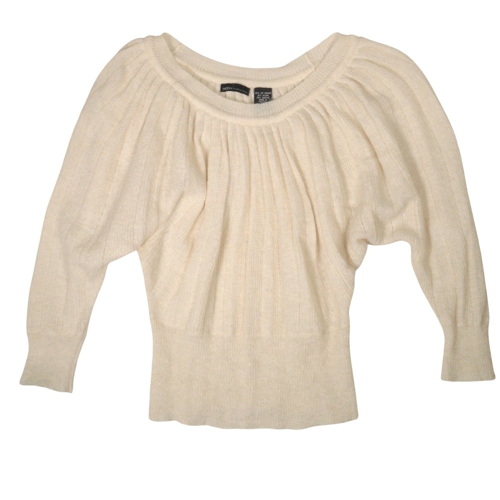 Moda International Sweater Dolman Sleeve‎ Kid Mohair Cream Women S